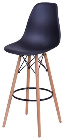 Banqueta Eames Polipropileno Preto Fosco Base Madeira - 54762 Sun House