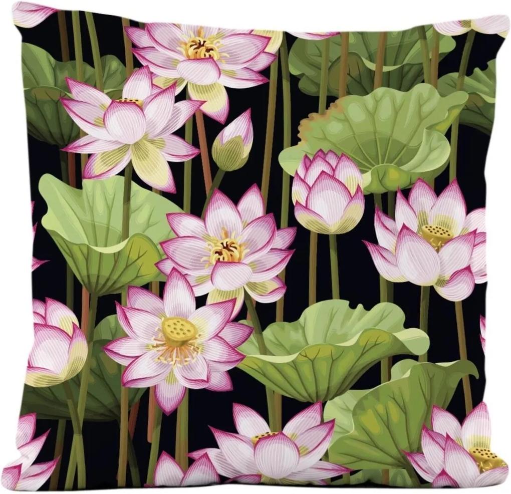 Capa de Almofada Silk ImpressÁo Digital estampa Lotus - Ione Enxovais