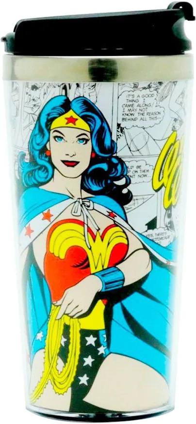 Copo Térmico Mulher Maravilha Quadrinhos DC Comics