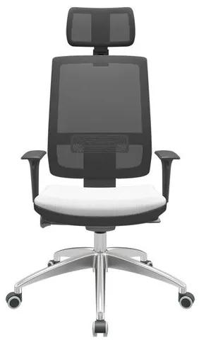 Cadeira Office Brizza Tela Preta Com Encosto Assento Aero Branco Autocompensador 126cm  - 62987 Sun House