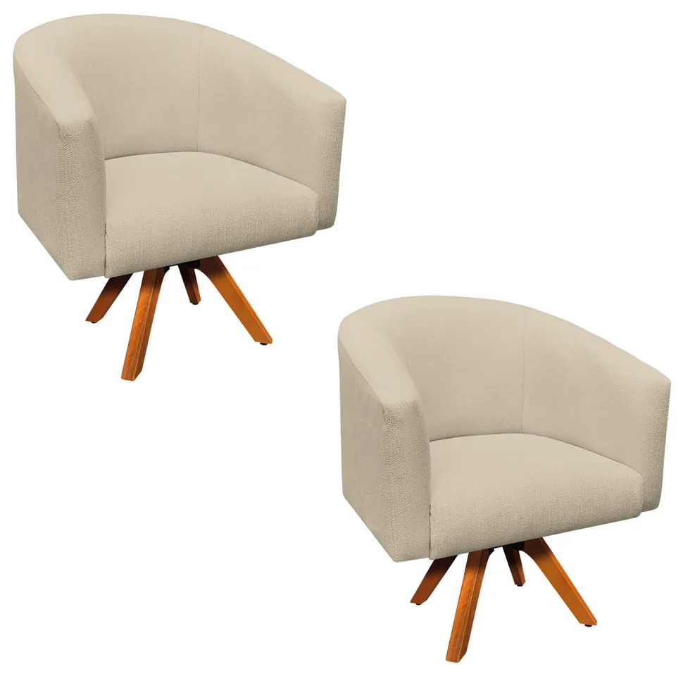 Poltrona Decorativa Giratória MM30 Kit 2 Stella Linho Areia D03 - D'Rossi