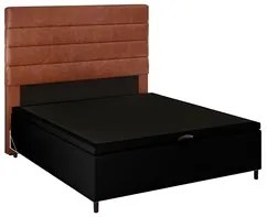 Cabeceira com Base Cama Box Baú Casal 138x188cm Hit ID5 Corano Preto/C