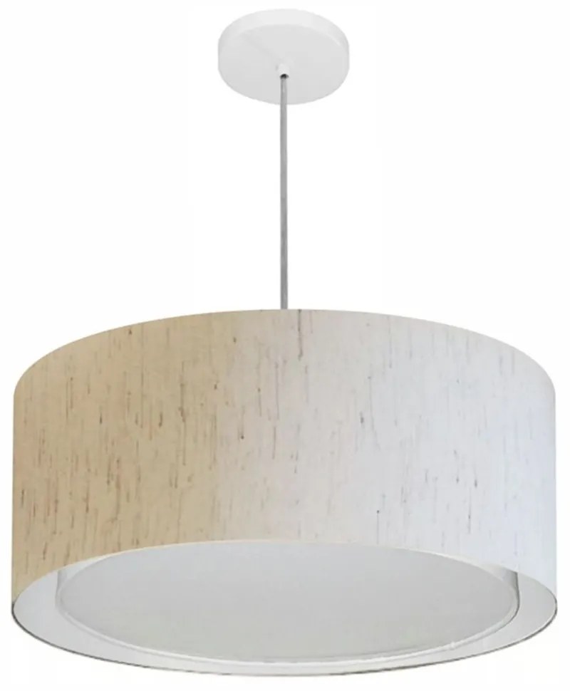 Lustre Pendente Cilíndrico Duplo Vivare Md-4294 Cúpula em Tecido 50x25cm - Bivolt