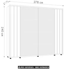 Guarda Roupa Casal 278cm 2 Portas 8 Espelhos Mya Cinamomo Z10 - Mpozen