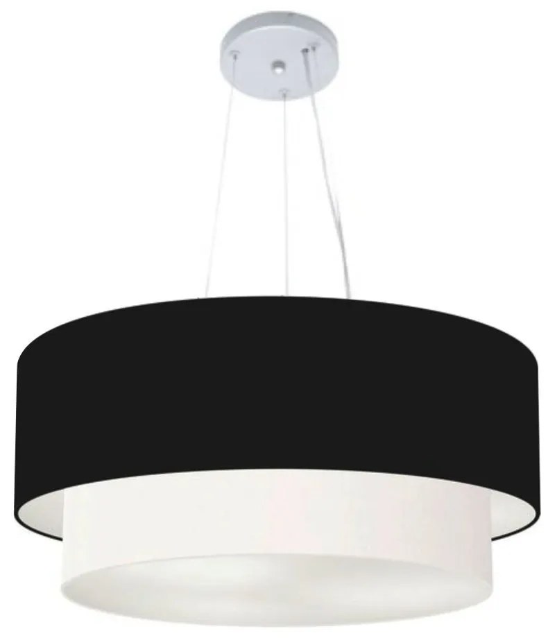 Lustre Pendente Duplo Cilíndrico Vivare Md-4073 Cúpula em Tecido 80x60cm - Bivolt