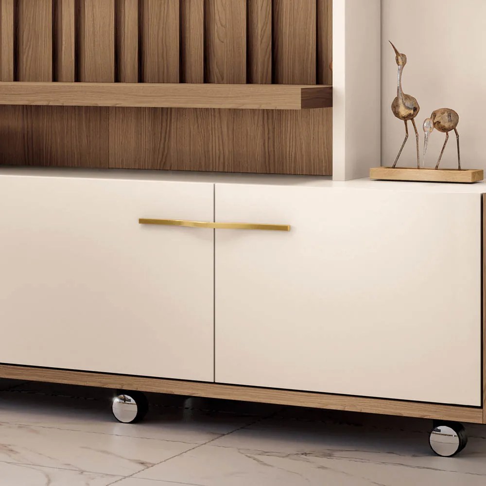 Estante de TV 60 Pol 200cm Sam Castanho/Off White H01 - D'Rossi