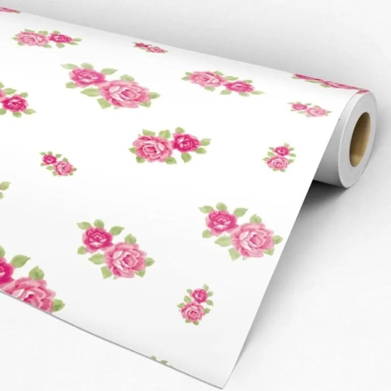 Papel de parede adesivo floral branco