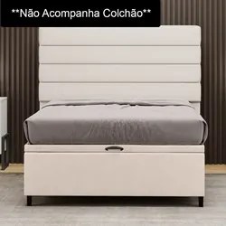 Base para Cama Box Baú Casal 138x188cm Hit I02 Suede Bege - Mpozenato