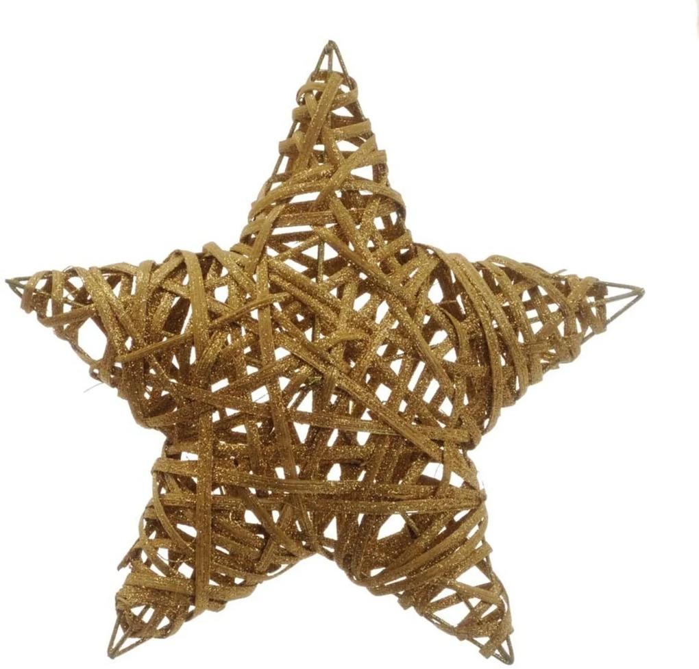 Estrela Rattan DecoraçÁo Natal 30Cm Dourado