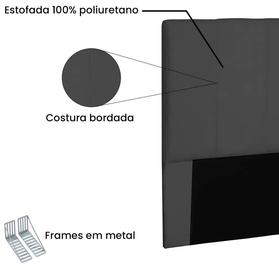 Cabeceira Arizona Para Cama Box Solteiro 90 cm Suede Preto - D'Rossi