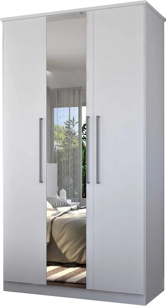 Guarda-Roupa Casal 3 Portas C/ 1 Espelho  Branco M Foscarini