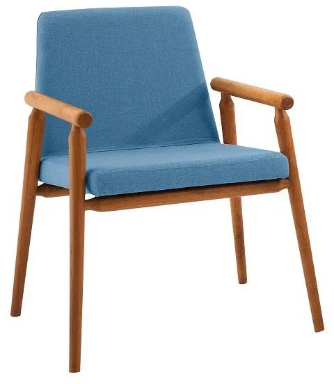 Poltrona Cadeira Rodrigues Luxo Decoração Linho Azul Jeans