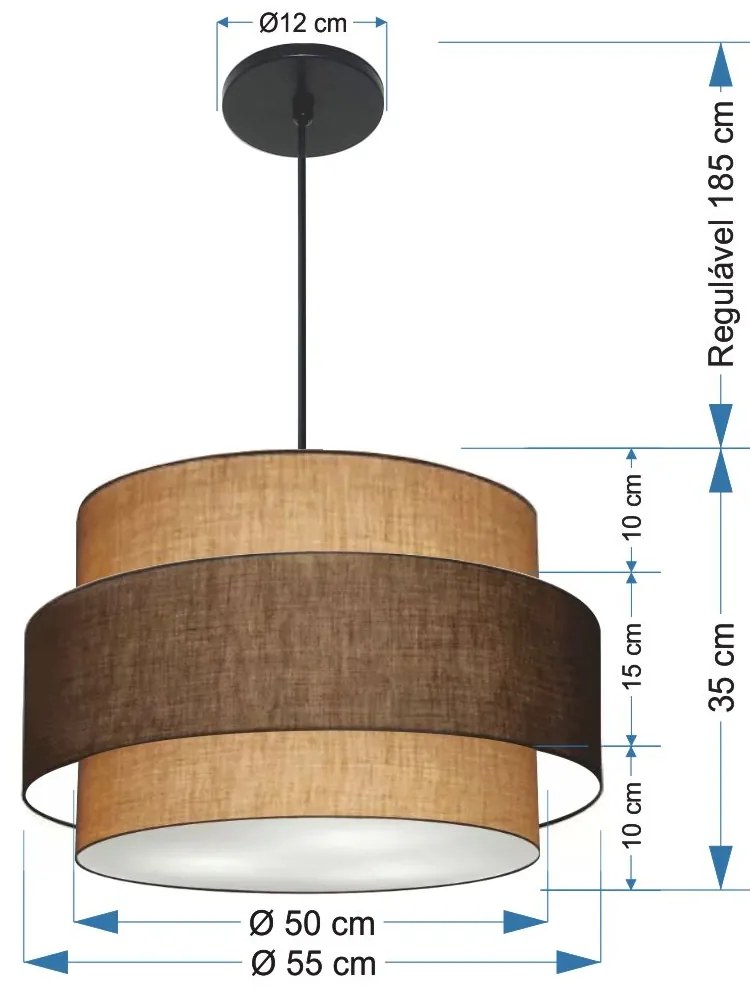 Lustre Para Sala de Jantar Vivare Md-4395 Cúpula em Tecido 55cm