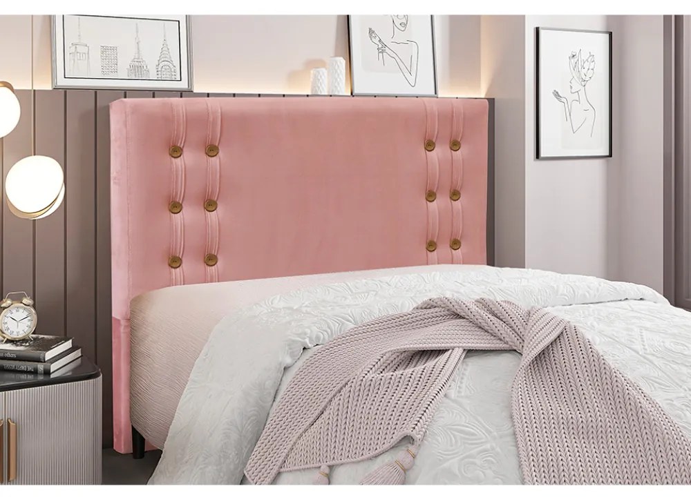 Cabeceira Cama Box Casal 140 cm Gênova Veludo Rosa S04 - D'Rossi