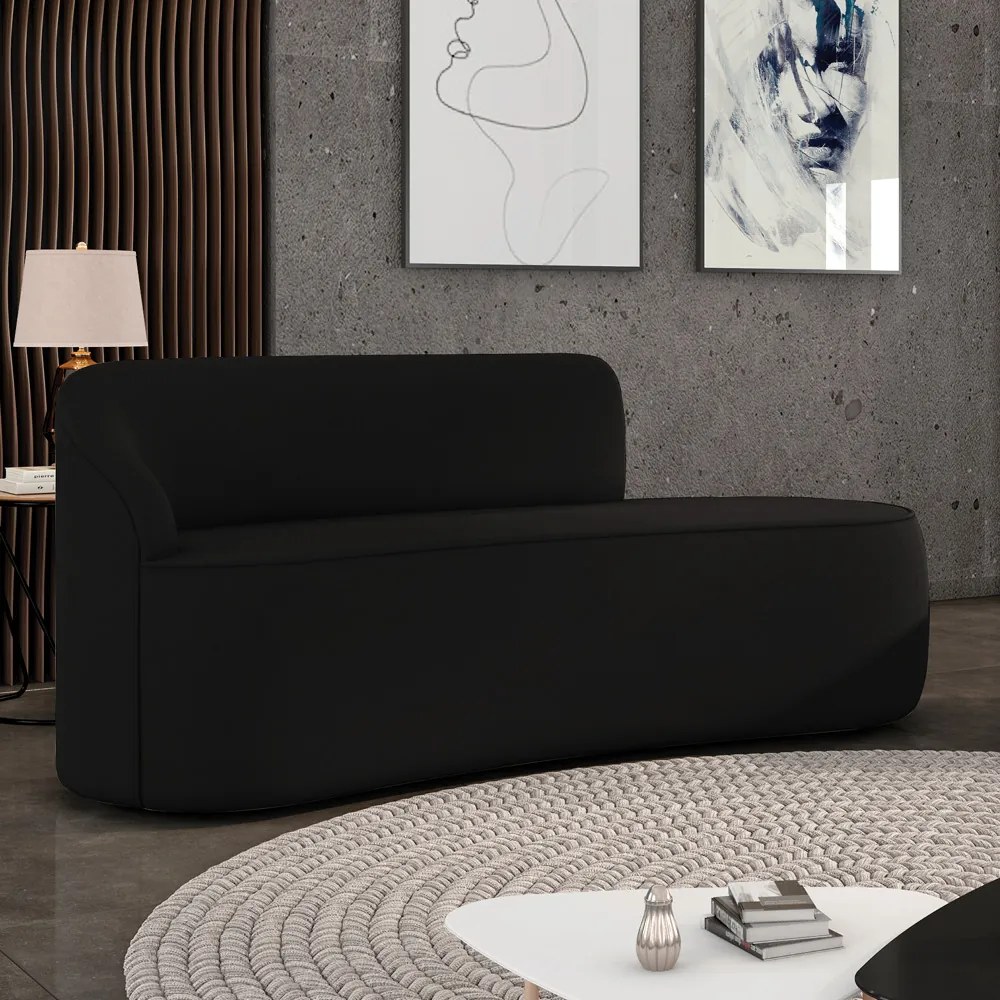 Sofá 4 Lugares Orgânico 220 cm Morgan Suede Preto D03 - D'Rossi