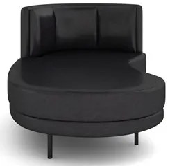 Chaise Longue Divã 164cm Braço Direito Logus D06 Sintético Preto - Mpo