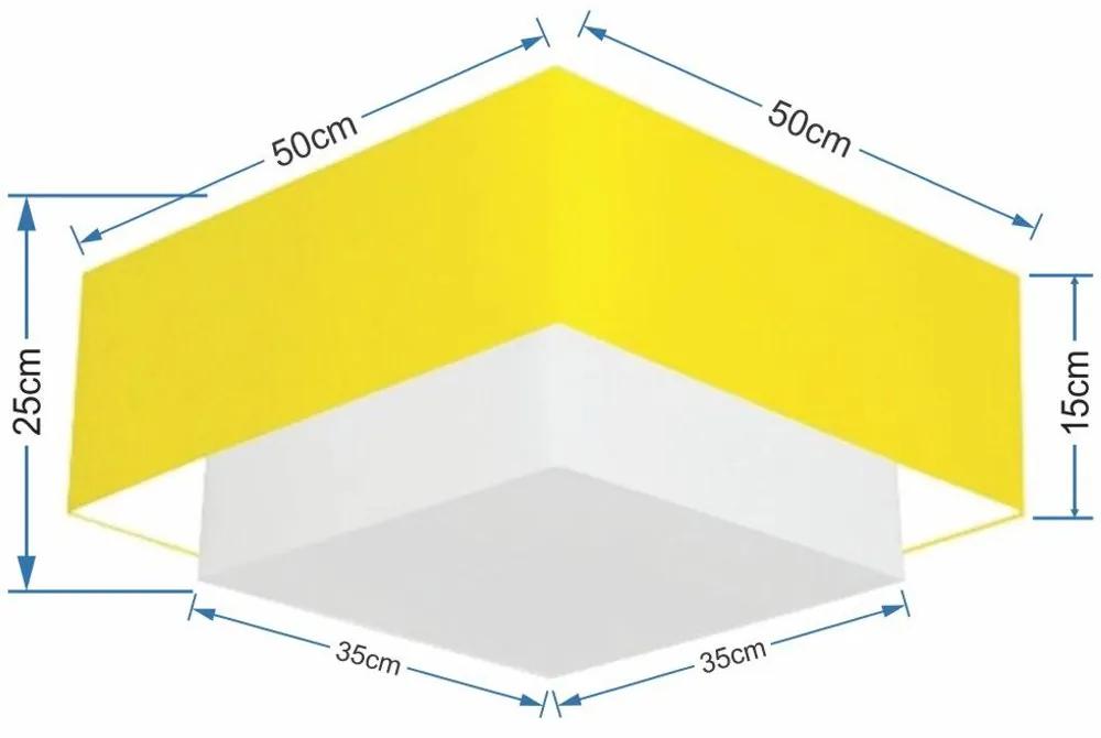 Plafon Duplo Quadrado Md-3022 Cúpula em Tecido 25/50x35cm Amarelo / Branco - Bivolt