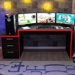 Mesa para Computador Notebook Desk Game DRX 5000 Preto/Vermelho - Móve