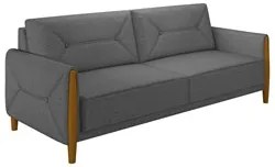 Sofá 220cm 3 Lugares Quebec M22 Linho Cinza Escuro - Mpozenato