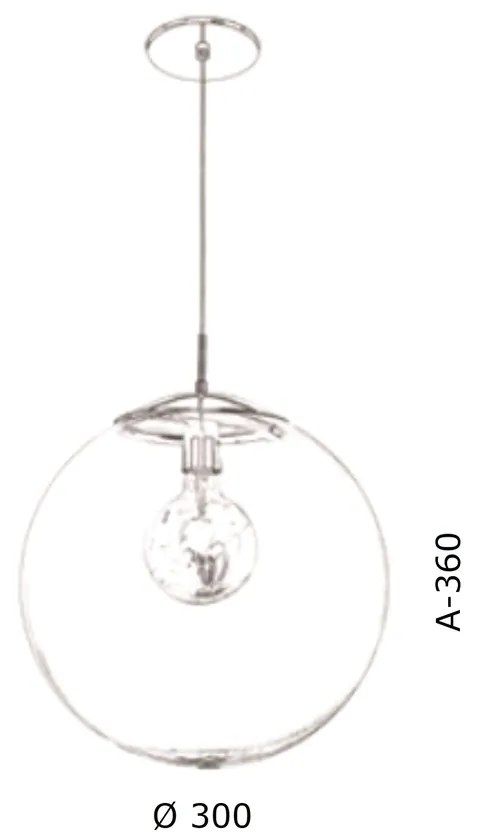 Pendente Globo Fechado Ø30X36Cm Metal E Globo Ø30Cm 01Xe27 |Old Artisa... (DOURADO FOSCO / DOURADO BRILHO, CLEAR (TRANSPARENTE))