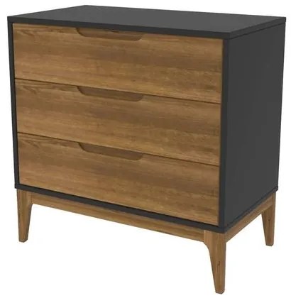 Comoda Durham 3 Gavetas Preto com Garapa 80cm - 58900 Sun House