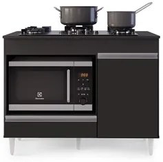 Balcão Multiuso para Cooktop 4 Bocas Georgia Preto - Lumil Móveis