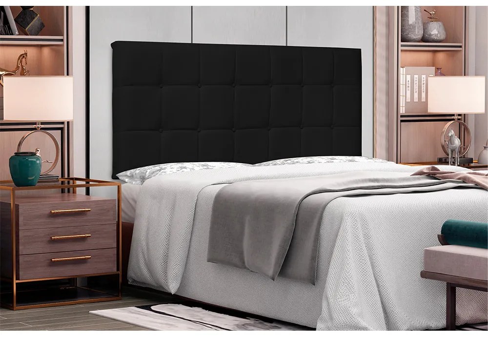 Cabeceira Painel Verona Para Cama Box King 195 cm Corino - D'Rossi - Preto