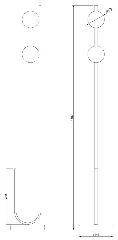 Luminaria De Chão Dama Ø24,5X160Cm 2Xg9 / Globo Ø12Cm / Coluna | Usina... (ND-B - Nude Brilho, Clear)