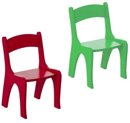 Kit 2 Cadeiras Infantis em MDF - Pintura em Laca Vermelho/ Verde