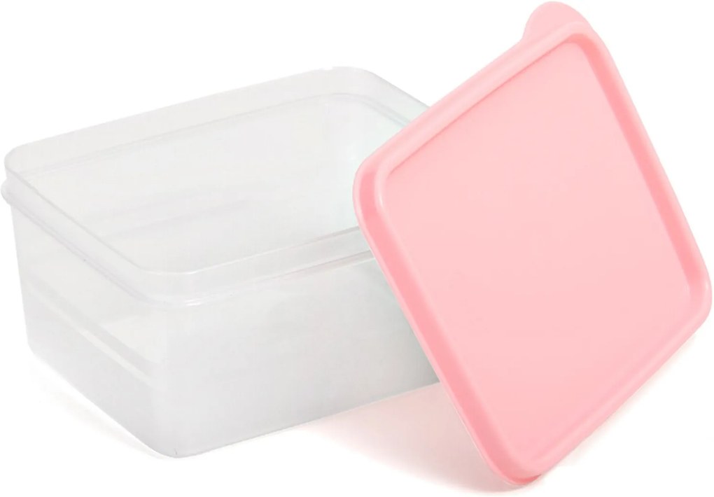 Pote Dup Hermético Essencial Quadrado Cristal Rosa Armazenar Conservar Alimentos Segurança Moderno 500ml