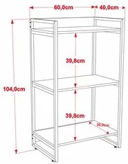 Conjunto Escritório Estilo Industrial Mesa 90cm e Estante 60cm 3 Prate