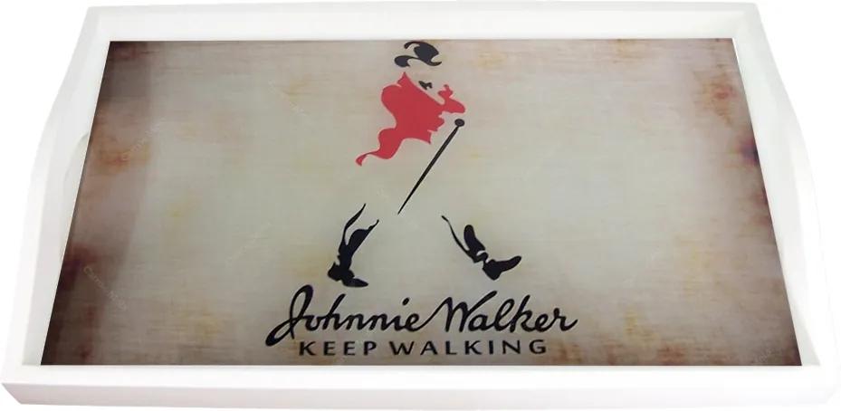 Bandeja Johnnie Walker Fundo Bege Média em MDF - 38x24 cm