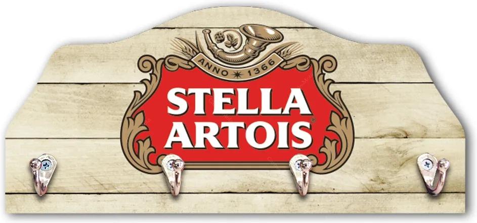 Porta-Chaves Cerveja Stella Artois - 4 Ganchos - em MDF