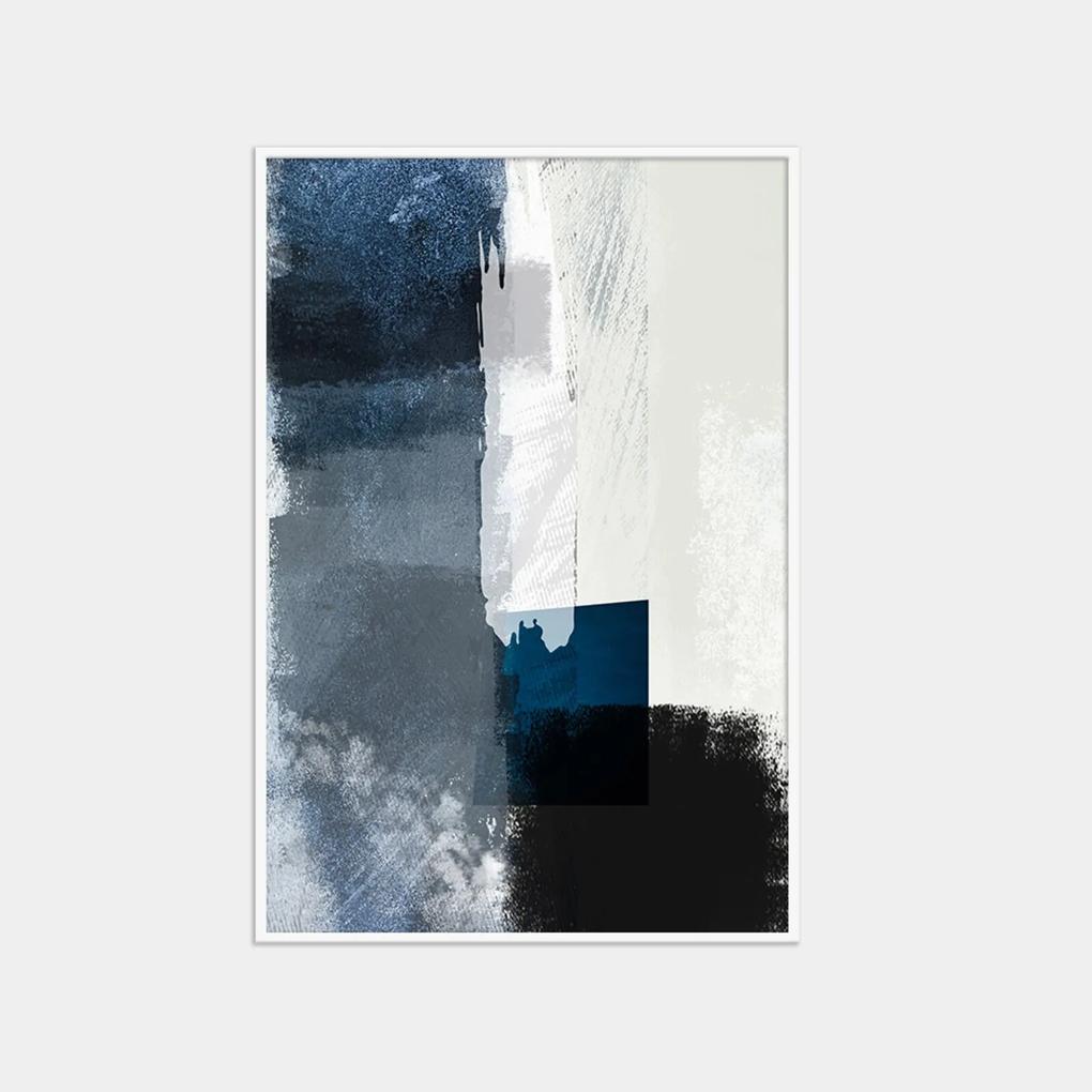 Quadro 75x50cm Abstrato Textura Geruzak Moldura Branca com Vidro Oppen House