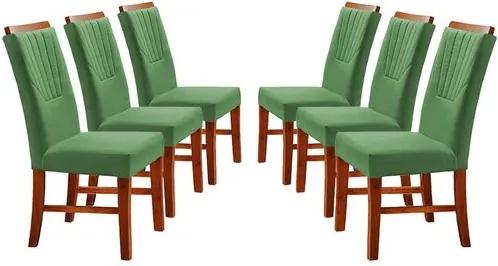 Kit 6 Cadeiras de Jantar Estofada Verde em Veludo Hatlar