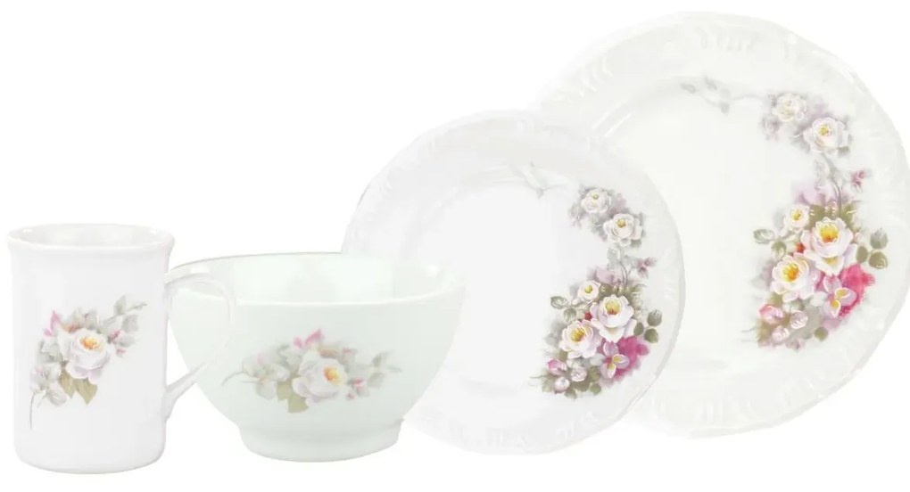 Aparelho Com Bowl E Caneca 16 Peças Porcelana Schmidt - Dec. Eterna E351