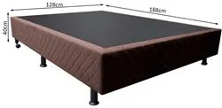 Base Box para Cama Viúva 128x188cm Liz S05 Suede Bordado Marrom - Mpoz