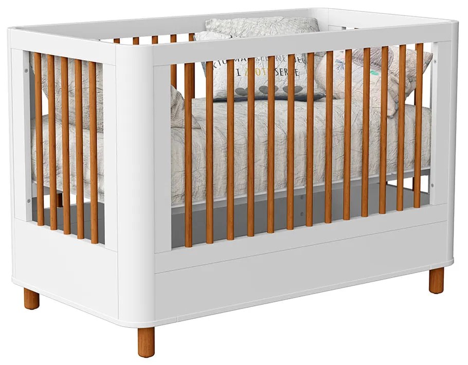 Berço Mini Cama Boom Slim com Pés Nordic - Branco Fosco