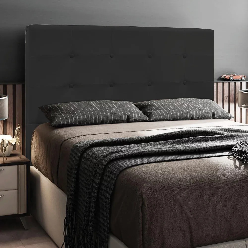 Cabeceira Safira Para Cama Box Casal 140 cm Suede Preto - D'Rossi