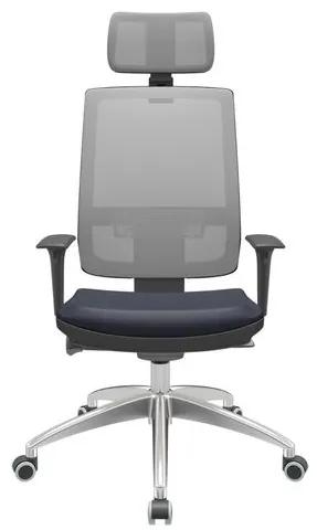 Cadeira Office Brizza Tela Cinza Com Encosto Assento Facto Dunas Azul Marinho Autocompensador 126cm - 63213 Sun House