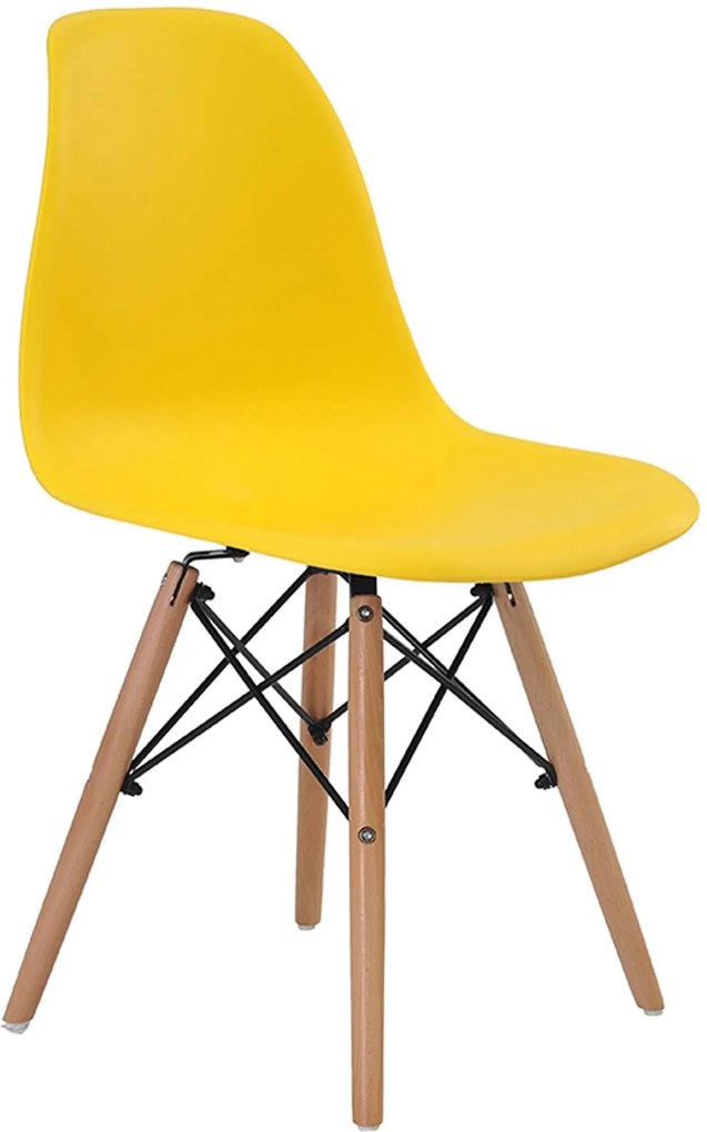 Cadeira Adulto Eiffel S/ Braço Amarela Base em Madeira Rivatti Móveis