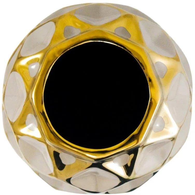 Vaso Decorativo Marrom com Detalhes em Dourado​ - 35x14x14cm