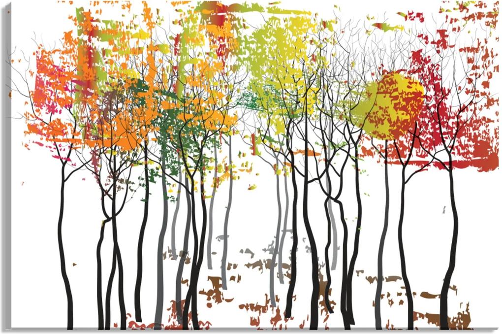 Tela Decorativa Época de Outono das Árvores e Folhas Coloridas - Tamanho: 60x90cm (A-L) Unico