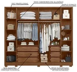 Guarda Roupa Casal 6 Portas 270cm Fascination A02 Avelã - Mpozenato
