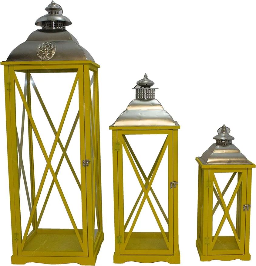 Conjunto de Lanternas Gigantes Biblos Amarela Oldway - 112x36 cm