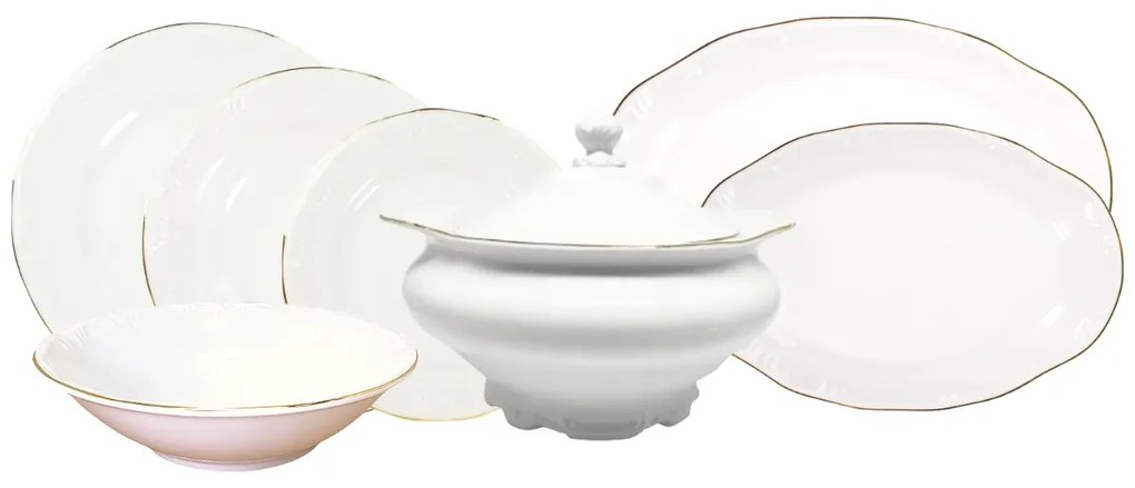 Aparelho De Jantar Porcelana Schmidt 41 Peças - Dec. Filetado Ouro Pomerode 0010