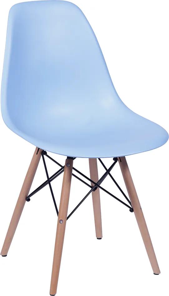 Cadeira Eiffel DSW Eames Sem Braço Pés Madeira Azul