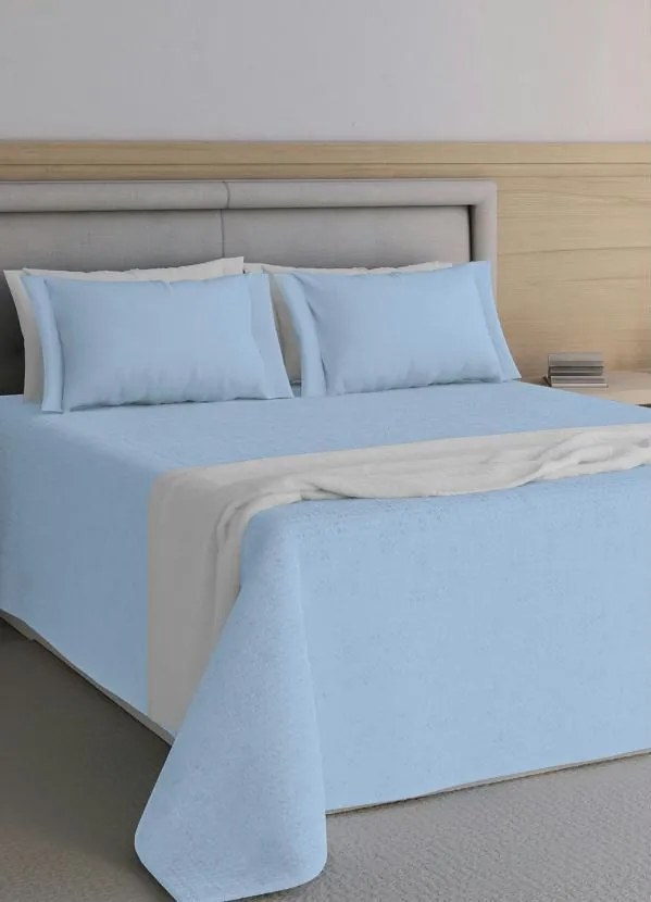 Colcha Genova Piquet Azul Casal 1 Peça