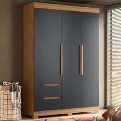 Guarda Roupa Solteiro 3 Portas 2 Gavetas 157cm Vivacce Nature/Titanium