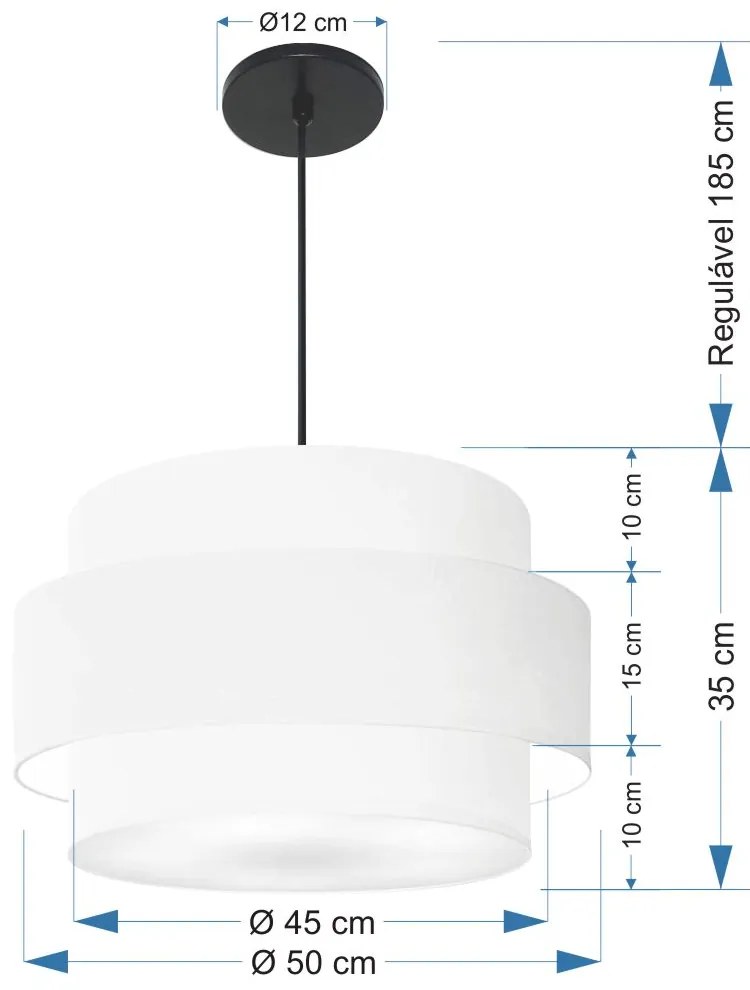 Lustre Para Sala de Jantar Vivare Md-4394 Cúpula em Tecido 50cm